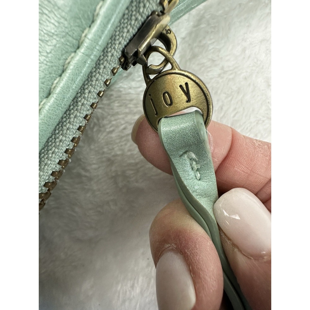 Susan Joy Vegan Leather Gold Ring Handle Bag Purse Zipper Strap Light Green - Picture 13 of 16